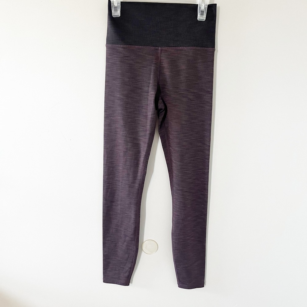 Vuori Rib Studio Legging VW442 Deep Plum Space Dye High Waist Womens XS